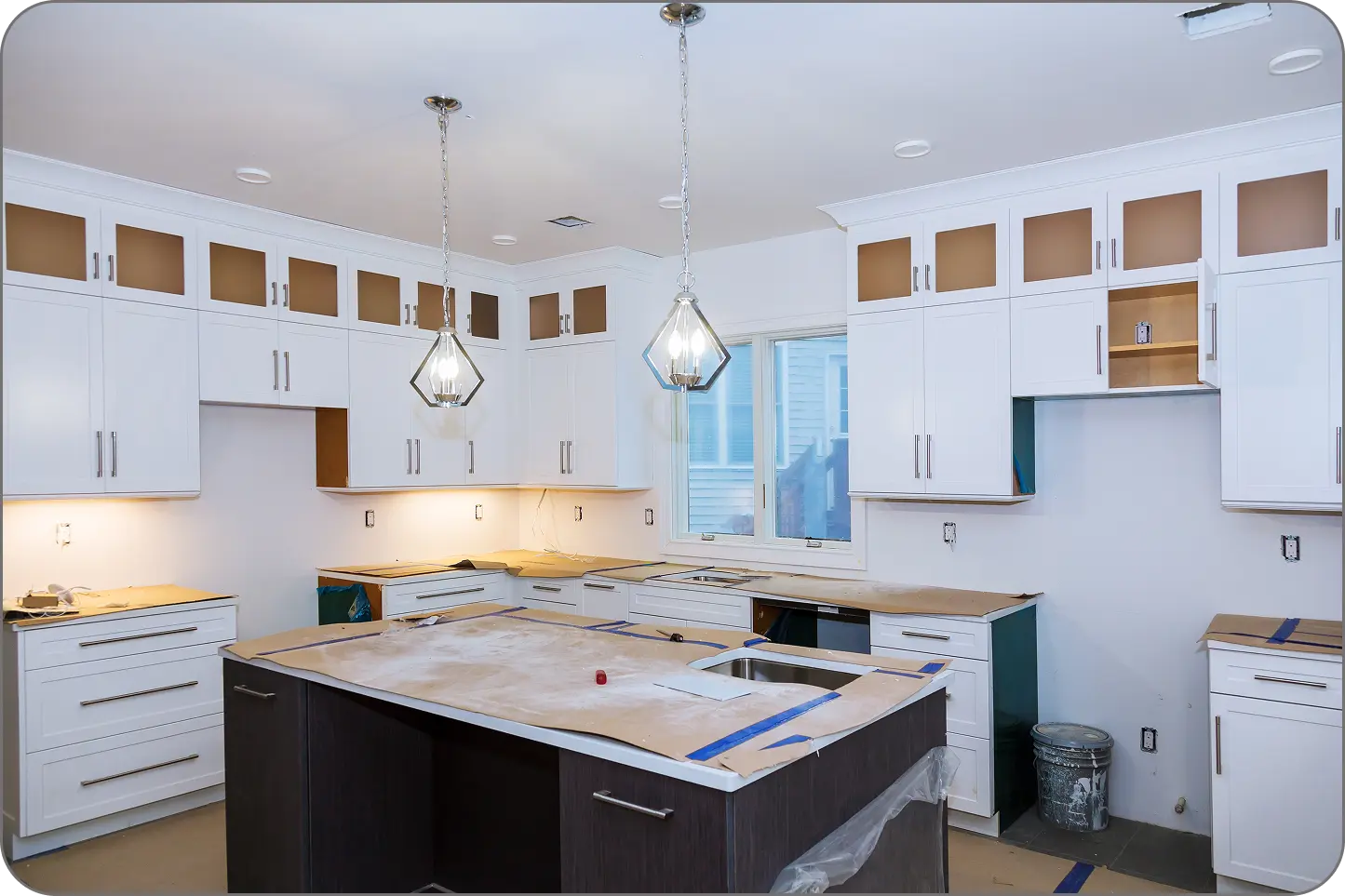 Custom kitchen installation in progress